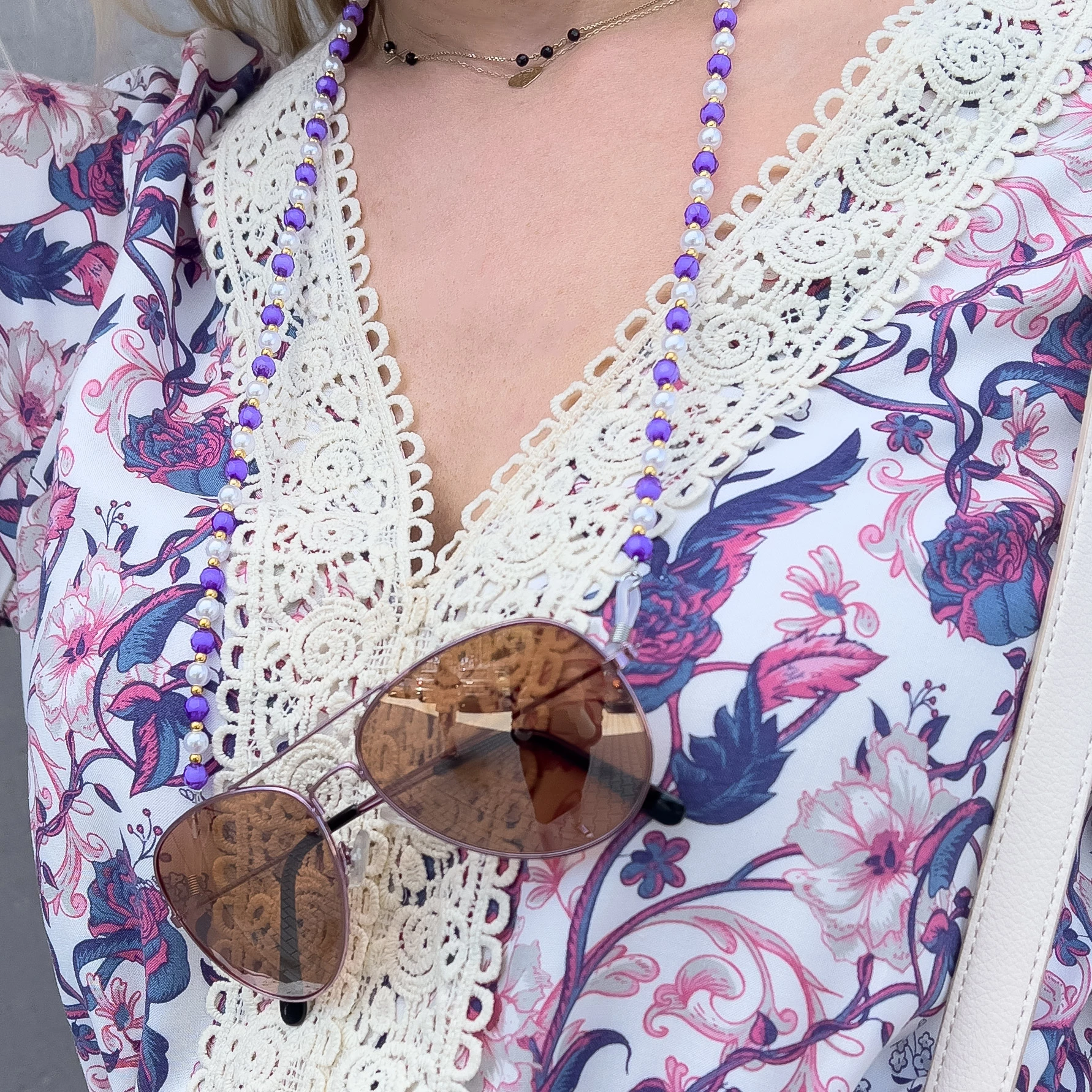 Zinxhir për syze Hurtel me rruaza, portokalli