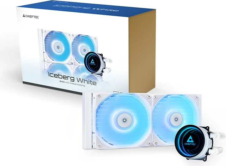 Kasë ftohëse uji Chieftec ICEBERG 240-RGB-W, 2x12 cm, RGB, e bardhë