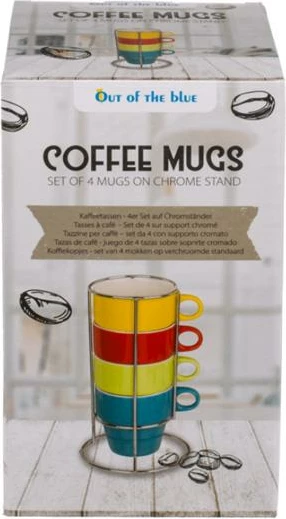 Set filxhanësh porcelani OUT OF THE BLUE 9x8cm, 4 Ngjyra