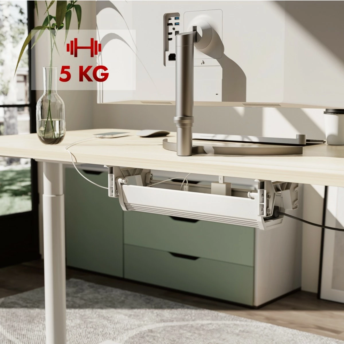 Organizues kabllosh Maclean MC-106W, nën tavolinë, i bardhë