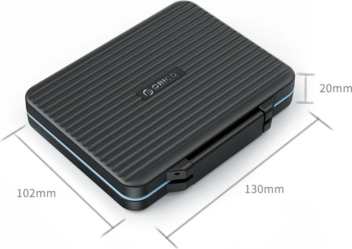 Mbështjellës Orico për karta memorie, 4*SD, 13*microSD, ngjyrë zezë-blu