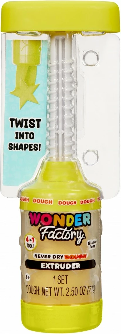 Set plasteline Wonder Factory Never Dry Dough me ekstruder, MGA, 72g, e verdhë