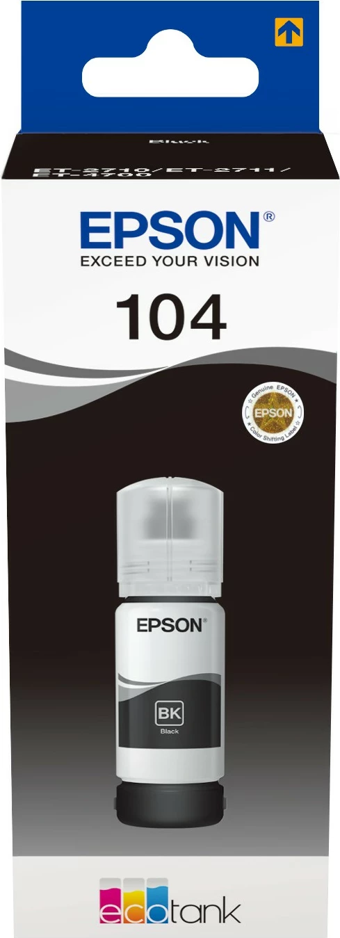Shishe bojë Epson 104 EcoTank, 65 ml, e zezë