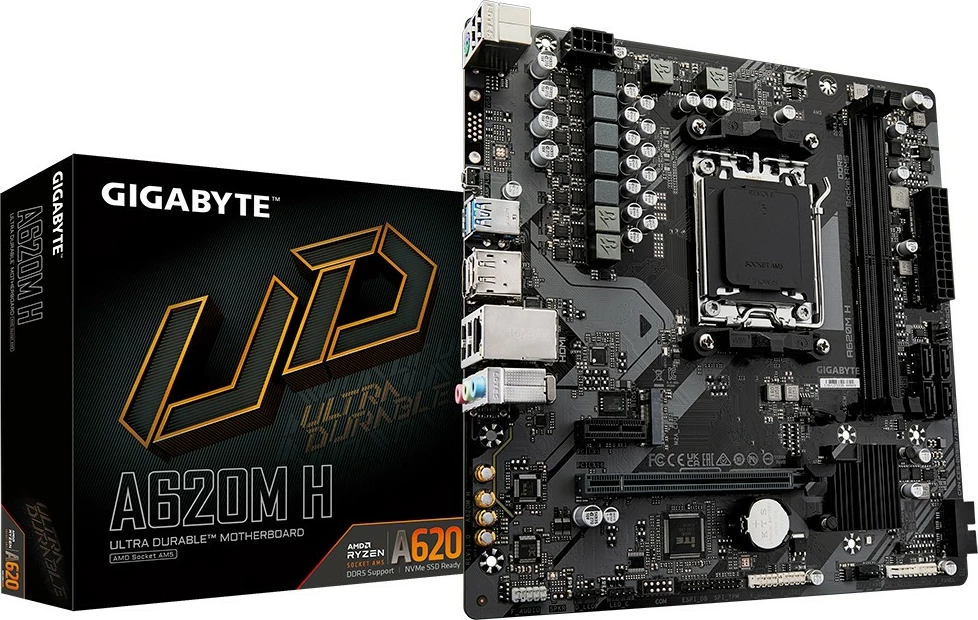 Pllakë amë Gigabyte A620M H, Socket AM5, micro ATX, 2x DDR5, HDMI/DP, M.2, e zezë