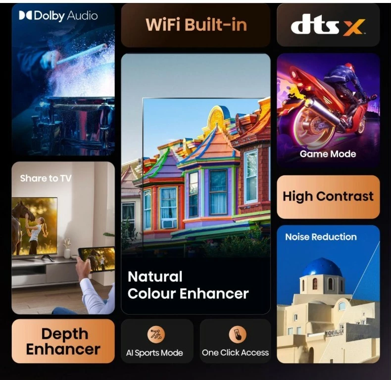 Televizor LED Smart Hisense 32A4Q 32" HD Ready HDR10 Wi‑Fi DVB‑T2/S2/C 60 Hz