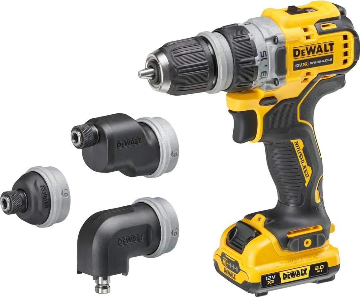 Makineri shpimi/vidash DeWalt DCD703L2T-QW, 12V, 3 Ah, 2 bateri, e verdhë