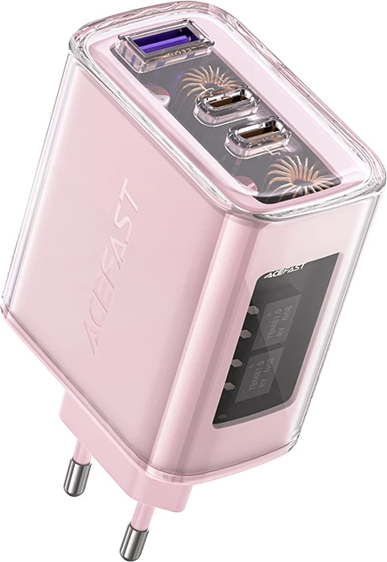 Karikues muri Acefast A45, GaN, 65W, 3 porta (2xUSB-C, 1xUSB), Gri