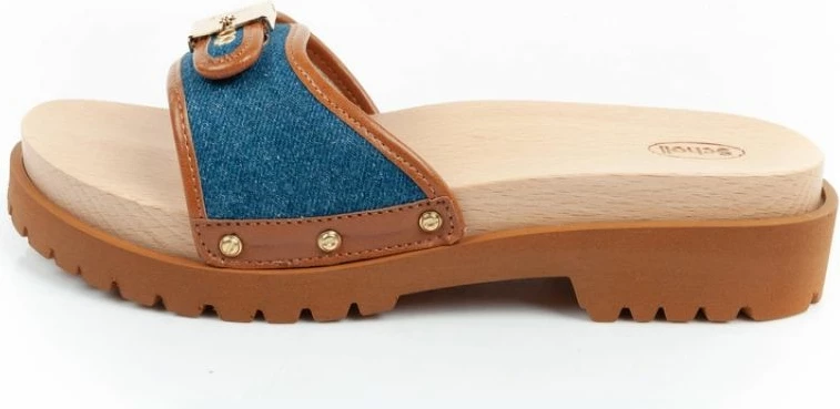 Këpucë për femra Scholl, kafe dhe blu