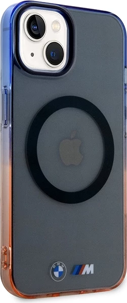 Mbështjellës BMW Gradient Bumper MagSafe për iPhone 14, 6.1", gri/portokalli/blu