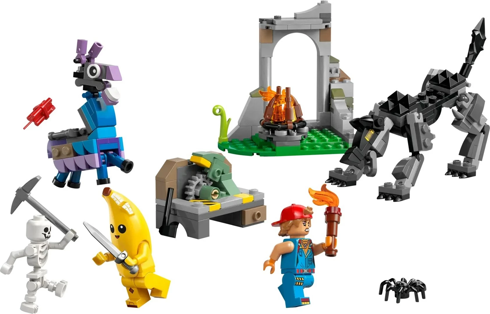 Set LEGO Fortnite 77075 Peely & Sparkplug's Camp, 250 pjesë, për fëmijë 7+