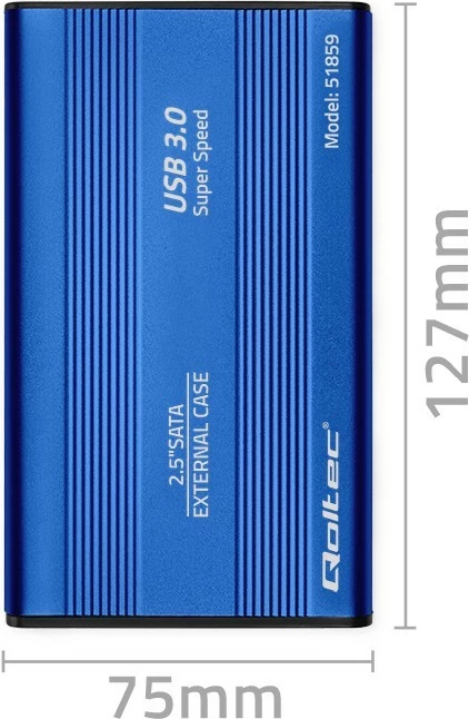 Kasë Qoltec 2.5" SATA3, USB 3.0, Model 51859, Kaltër