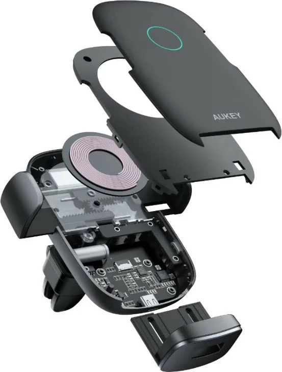 Mbajtës celulari AUKEY HD-C52 me karikues wireless Qi 10W, i zi