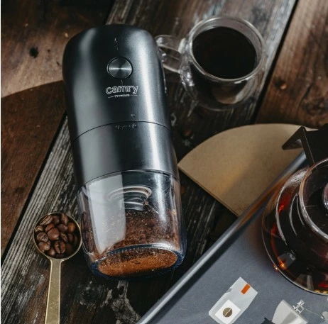 Mulli kafeje pa tela, Camry CR 4302, 25 W, kapacitet 25 g, rikarikues USB-C, gurë qeramike, i zi