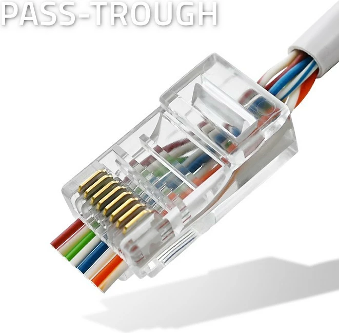 Set lidhës RJ45 Pass Through Qoltec 54544, CAT6, 100 copë, transparent