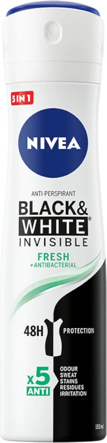 Deodorant spray për femra Nivea Black&White Invisible Fresh, 150ml