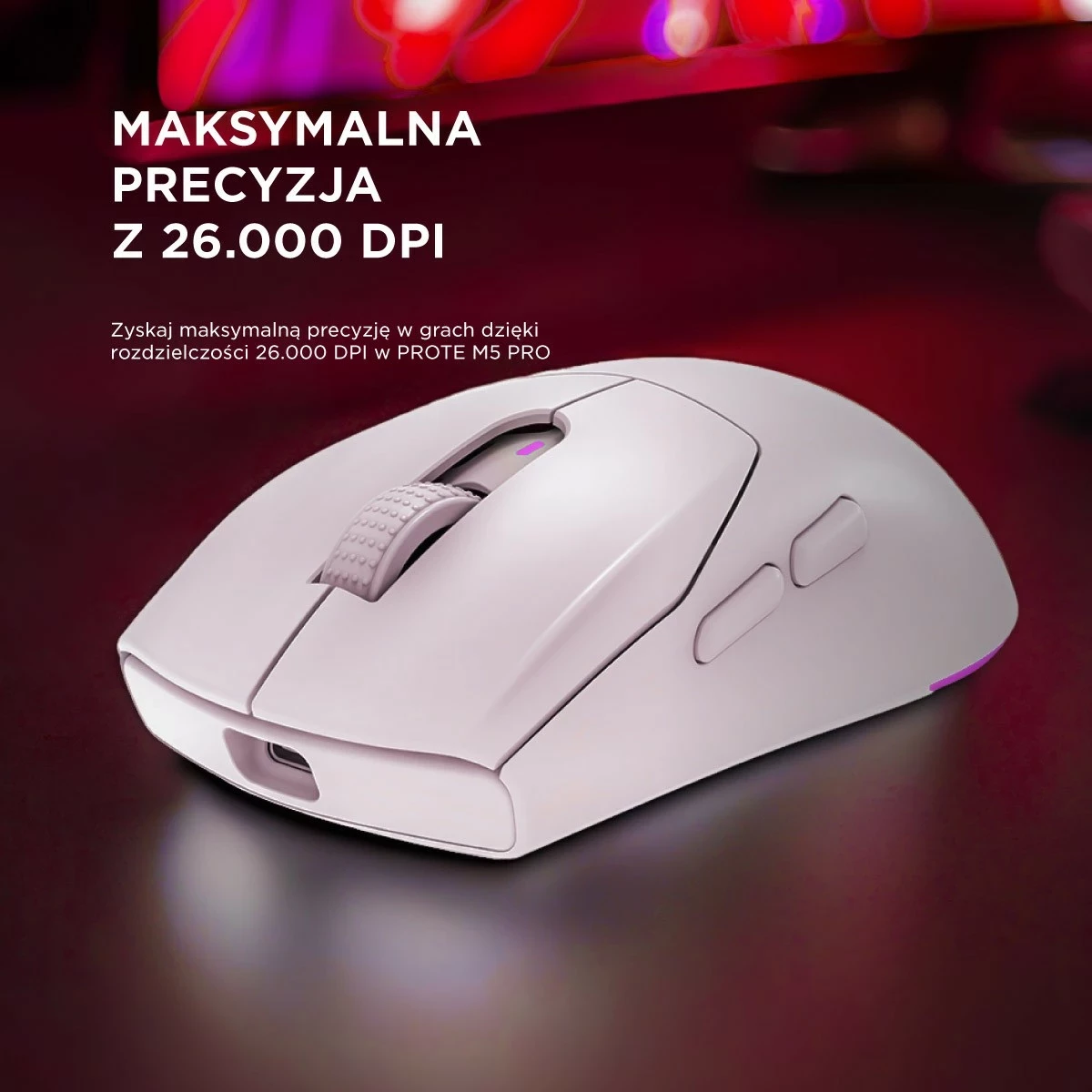 Maus Rampage Prote M5 Pro 26000 DPI RGB LED i bardhë