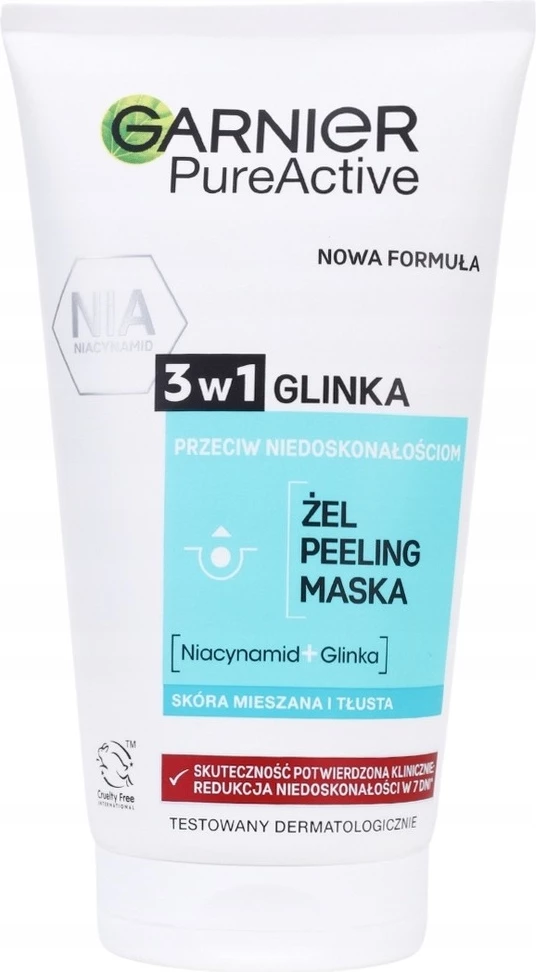 Xhel pastrues, peeling dhe maskë 3-në-1 Garnier Czysta Skóra për femra, 150ml