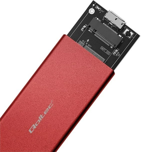 Kasë SSD Qoltec 51831, M.2, USB 3.0, 2TB, Kuqe