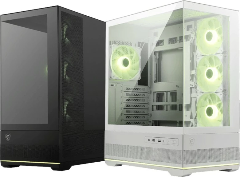 Kasë MSI MAG PANO 110R PZ, Midi Tower, panoramike 270°, ARGB me hub, ATX/Micro ATX/Mini ITX, 4x120mm ventilatorë, e bardhë