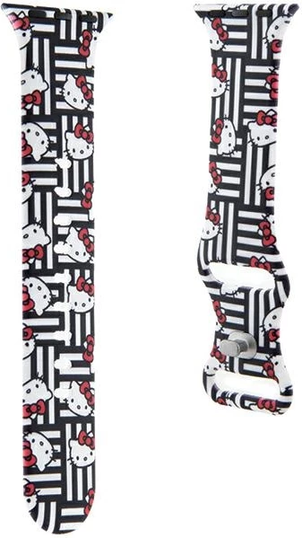 Rrip silikoni për Apple Watch Hello Kitty Heads & Stripes, 38/40/41mm, Zi
