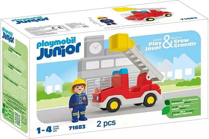 Set figurina Playmobil Junior 71683, kamion zjarrfikës me shkallë, plastikë, për fëmijë