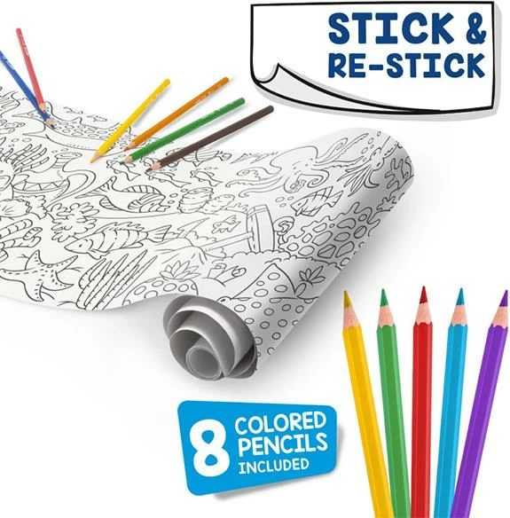 Letër ngjitëse Carioca me dizajne deti, për fëmijë, 198x30cm, me 8 lapsa me ngjyra