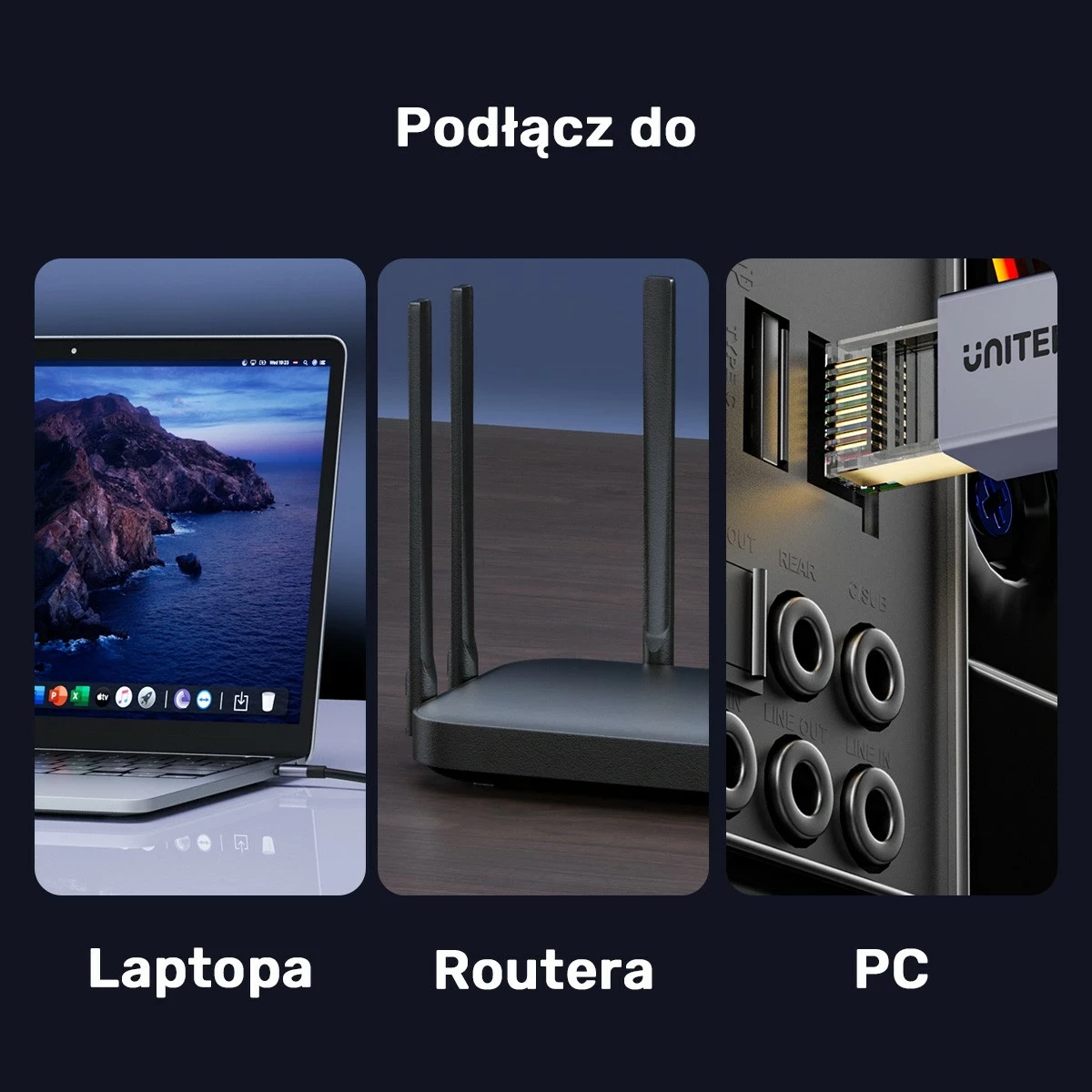 Kabëll Ethernet Unitek, RJ-45 LAN, patchcord cat.8, 2m, zi-gri