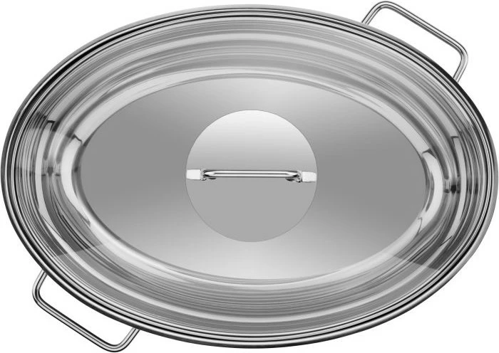 Enë pjekjeje WMF me kapak xhami dhe termometër, çelik inoks