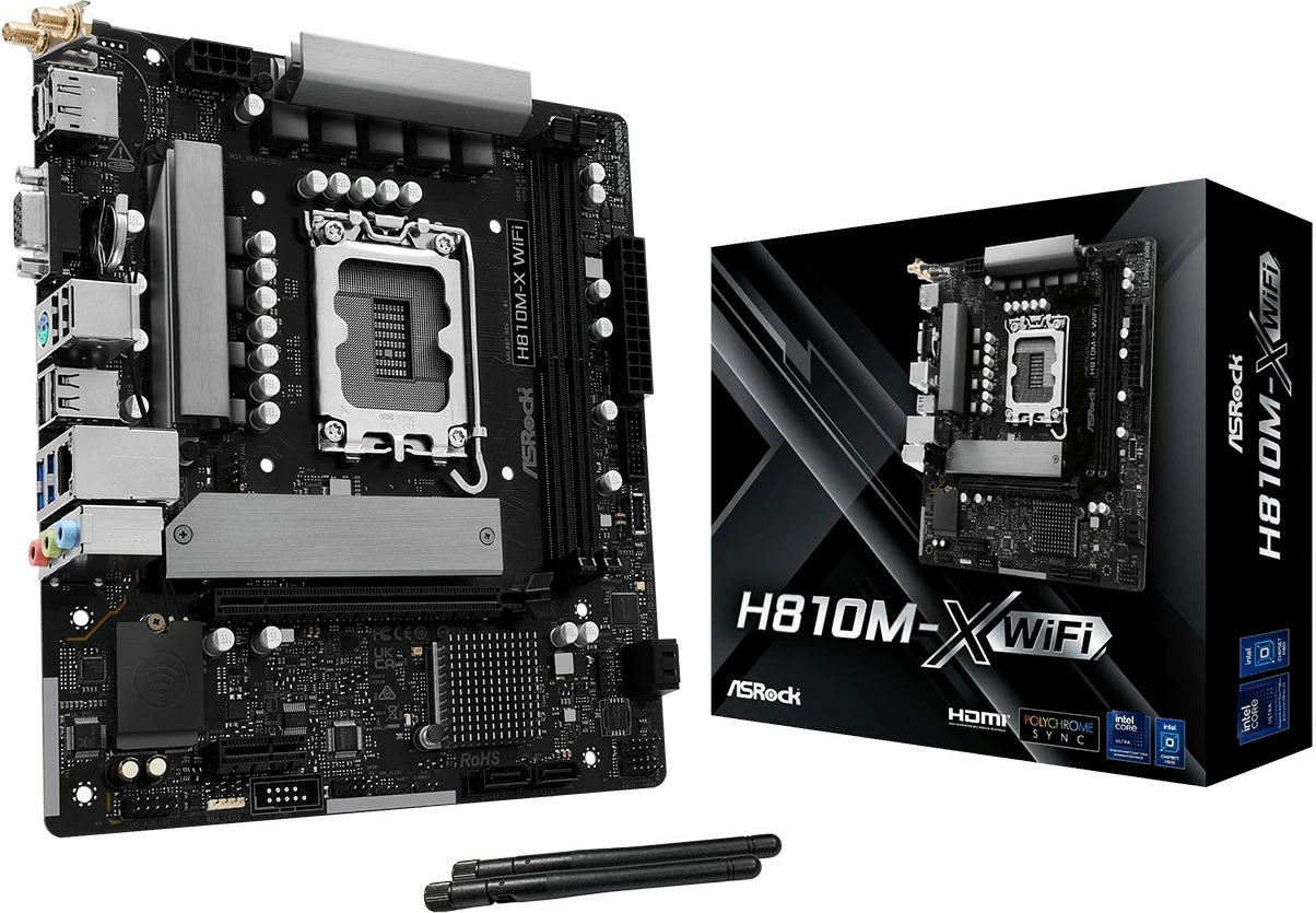 Pllakë amë ASRock H810M-X WiFi micro ATX, Intel H810, WiFi, Bluetooth, e zezë