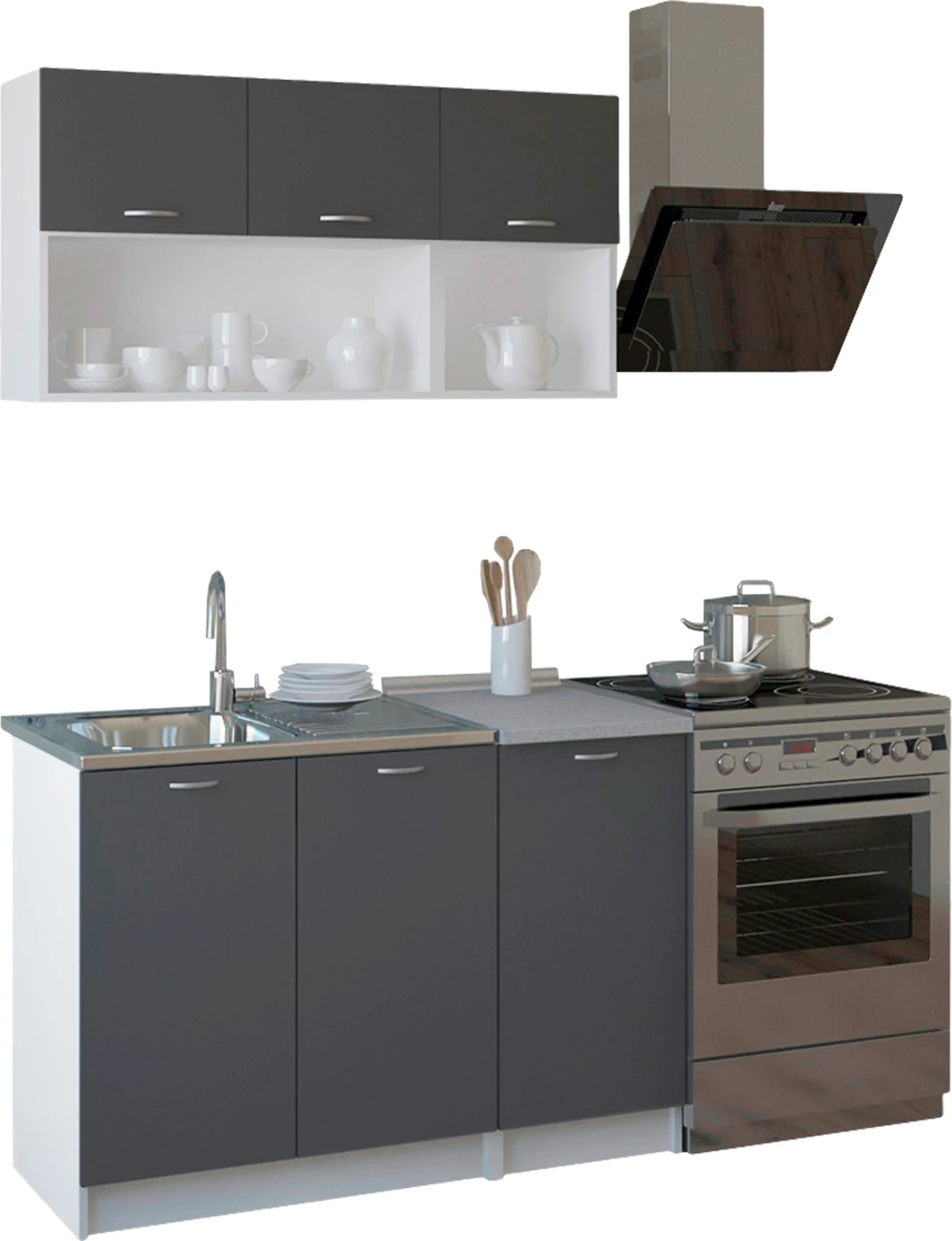 Kompozim kuzhine NIKLAUS FH2438.10 melaminë gri me sipërfaqe të bardhë 120x46-29,2cm