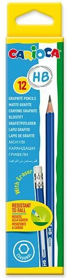 Markerë Carioca HB me gomë, 12 copë