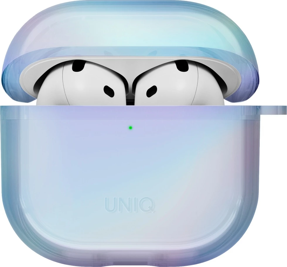 Mbështjellës UNIQ Iridescia për AirPods 4, me karabiner, Blu