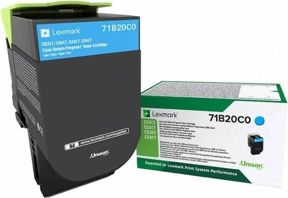 Toner Lexmark 71B20C0 cian për CS317/CS417/CS517/CX317/CX417/CX517, 2300 faqe