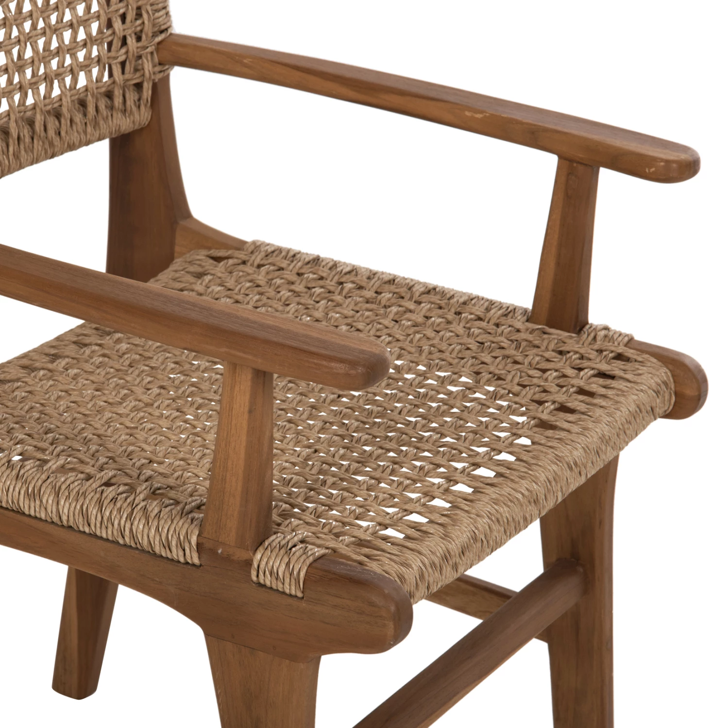 Karrige NESHA, dru TEAK, ngjyrë natyrale, VIRO litar, 57x57x86H cm., set prej 2 copë