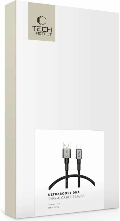 Kabllo Tech-Protect UltraBoost DNA USB-A në USB-C, 25cm, Gri