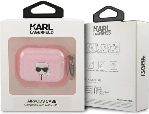 Mbështjellës Karl Lagerfeld KLAPUKHGP për AirPods Pro, rozë me shkëlqim
