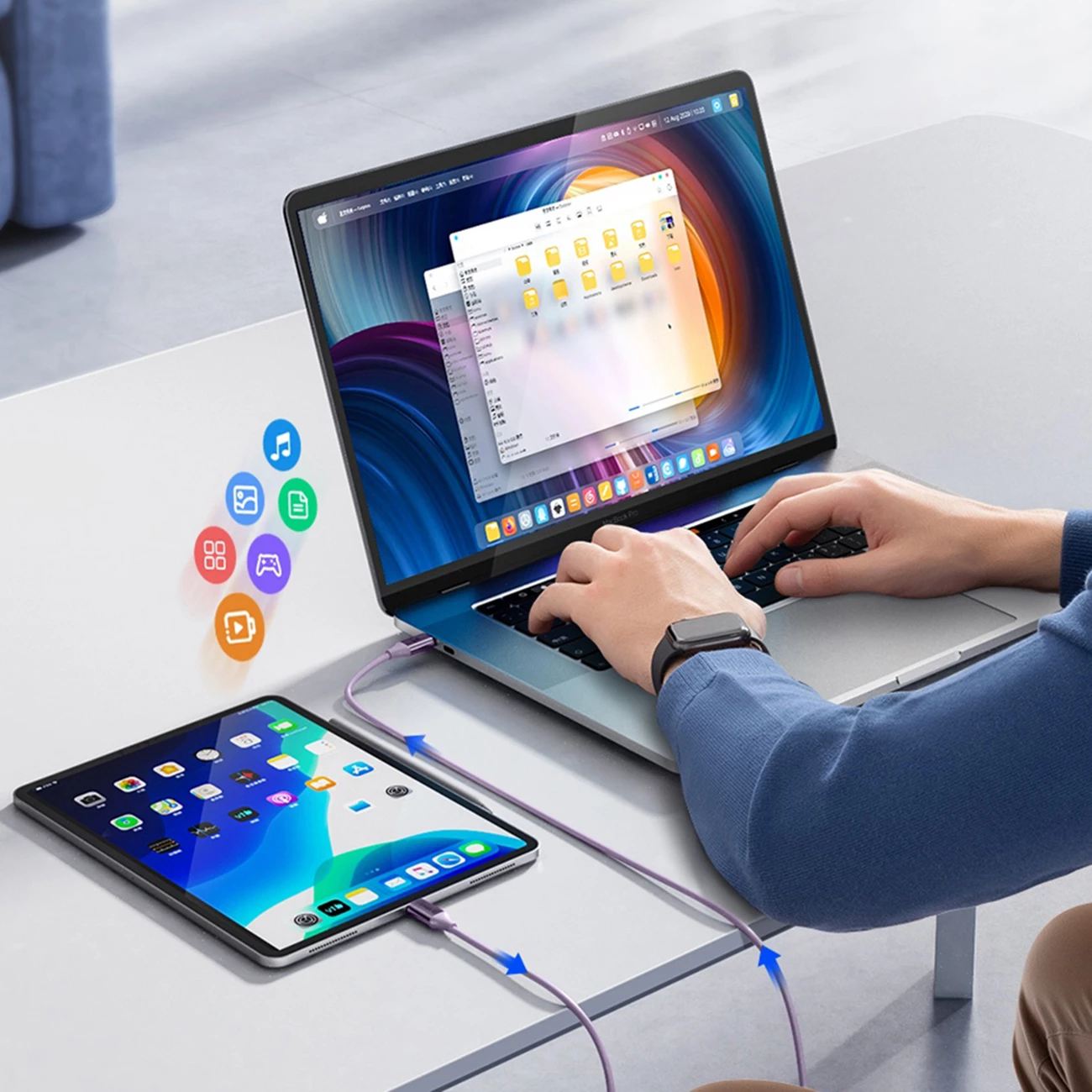 Kabllo USB-C në USB-C Orico CDX, 1m, 60W, 3A, vjollcë