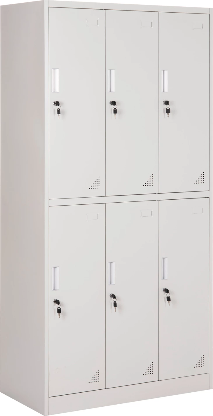 Dollap metalik BRAILA FH5546.11 6 kabinete me çelësa, ngjyrë gri e lehtë, 90x45x185H cm