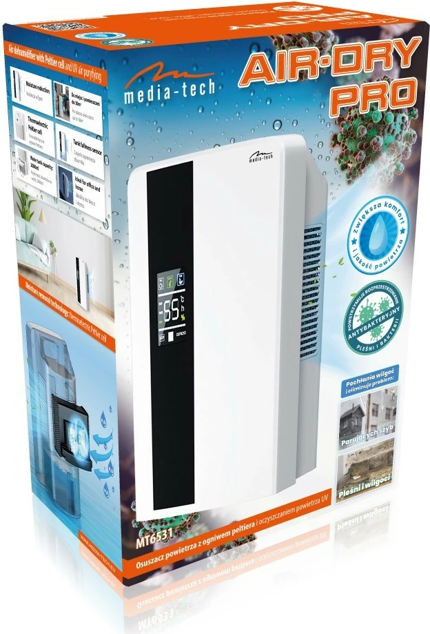 Osuszacz ajri Media-Tech Air-Dry Pro MT6531, 2L, me telekomandë, Bardhë/Zi