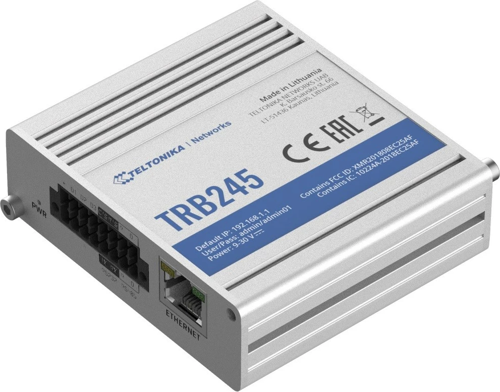 Gateway industrial LTE TELTONIKA TRB245, RS232/RS485, Ethernet, Dy SIM, Alumini