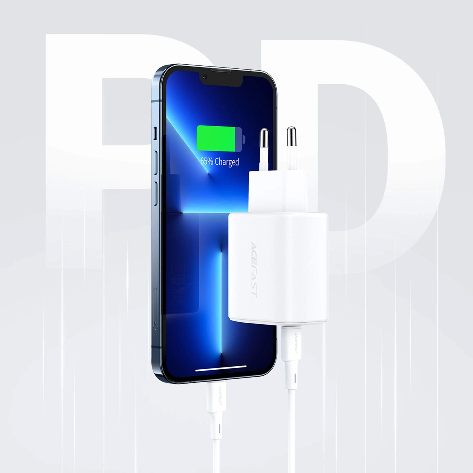 Karikues muri Acefast A25, 20W, USB-C/USB-A, i bardhë