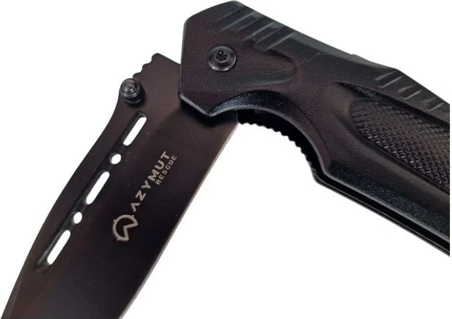 Thikë shpëtimi AZYMUT H-K2010878 me prerës rripi, thyes xhami dhe mbështjellës, e zezë