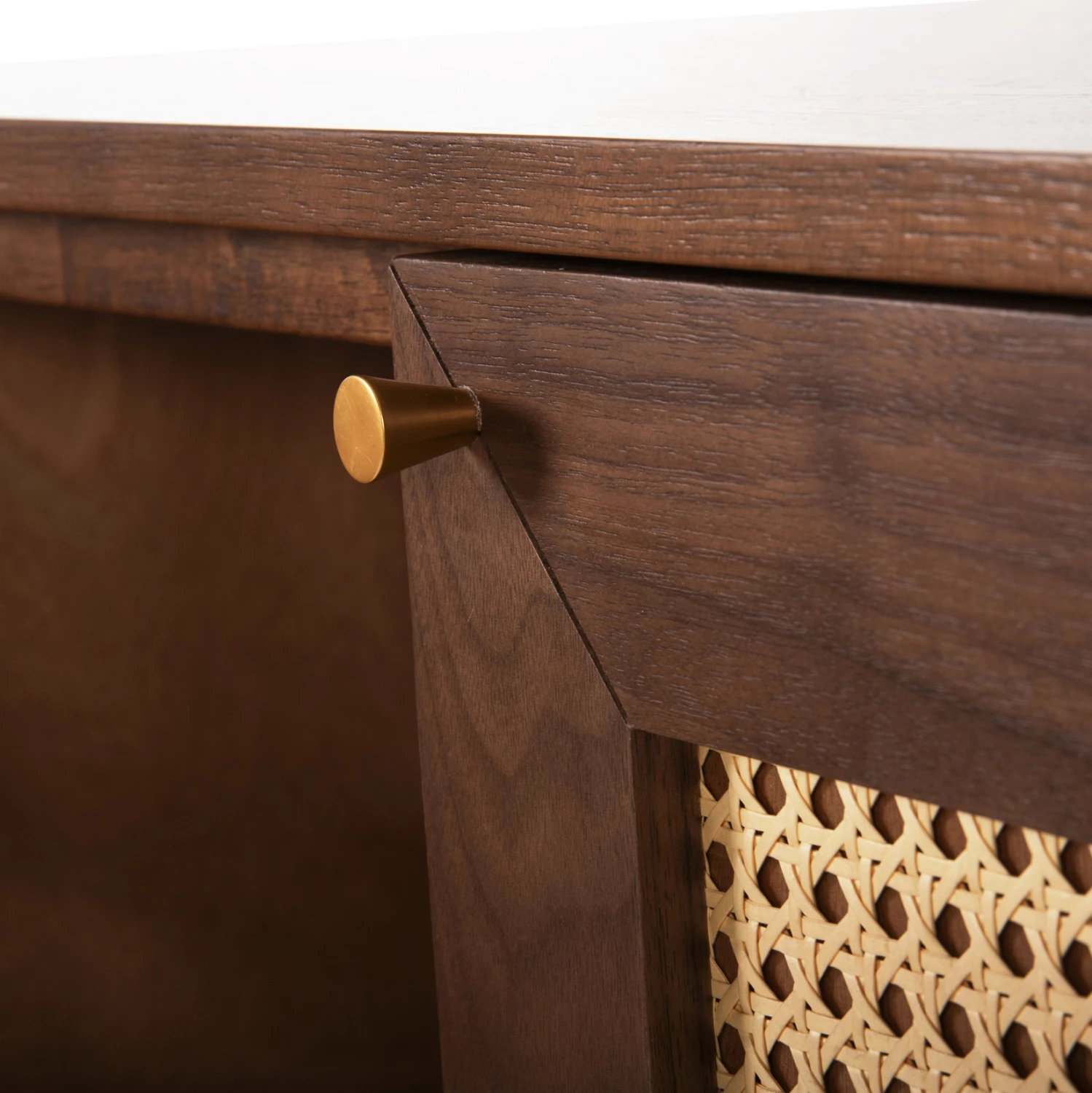 Bufet MEEN, FH9735, MDF, me furnir arre natyrale, këmbë metali të arta, 150x40x80H cm