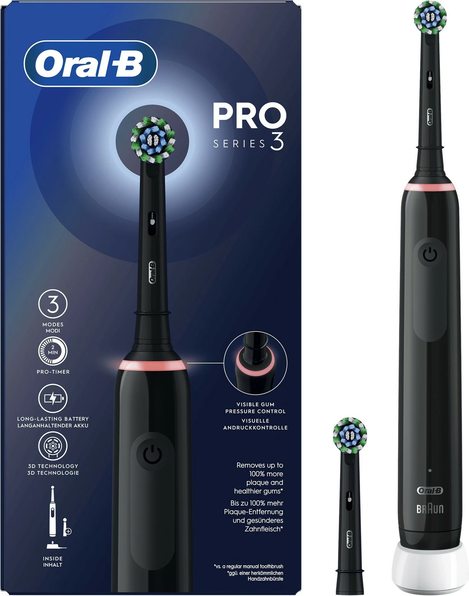 Furçë elektrike për dhëmbë Oral-B Pro 3 3000, e zezë