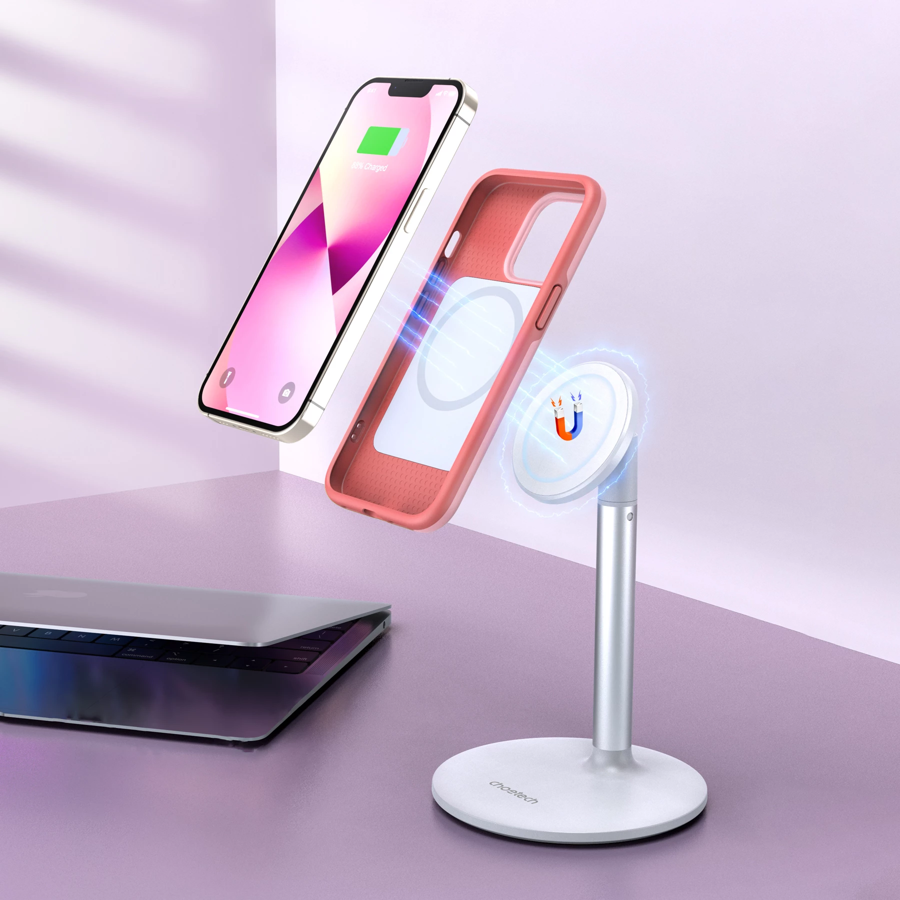 Mbështjellës Choetech PC0114-MFM-PK për iPhone 13 Pro Max, Made For MagSafe, Rozë