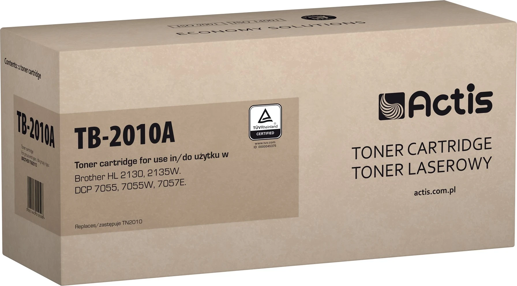Toner zëvendësues Actis TB-2010A për printer Brother, i zi