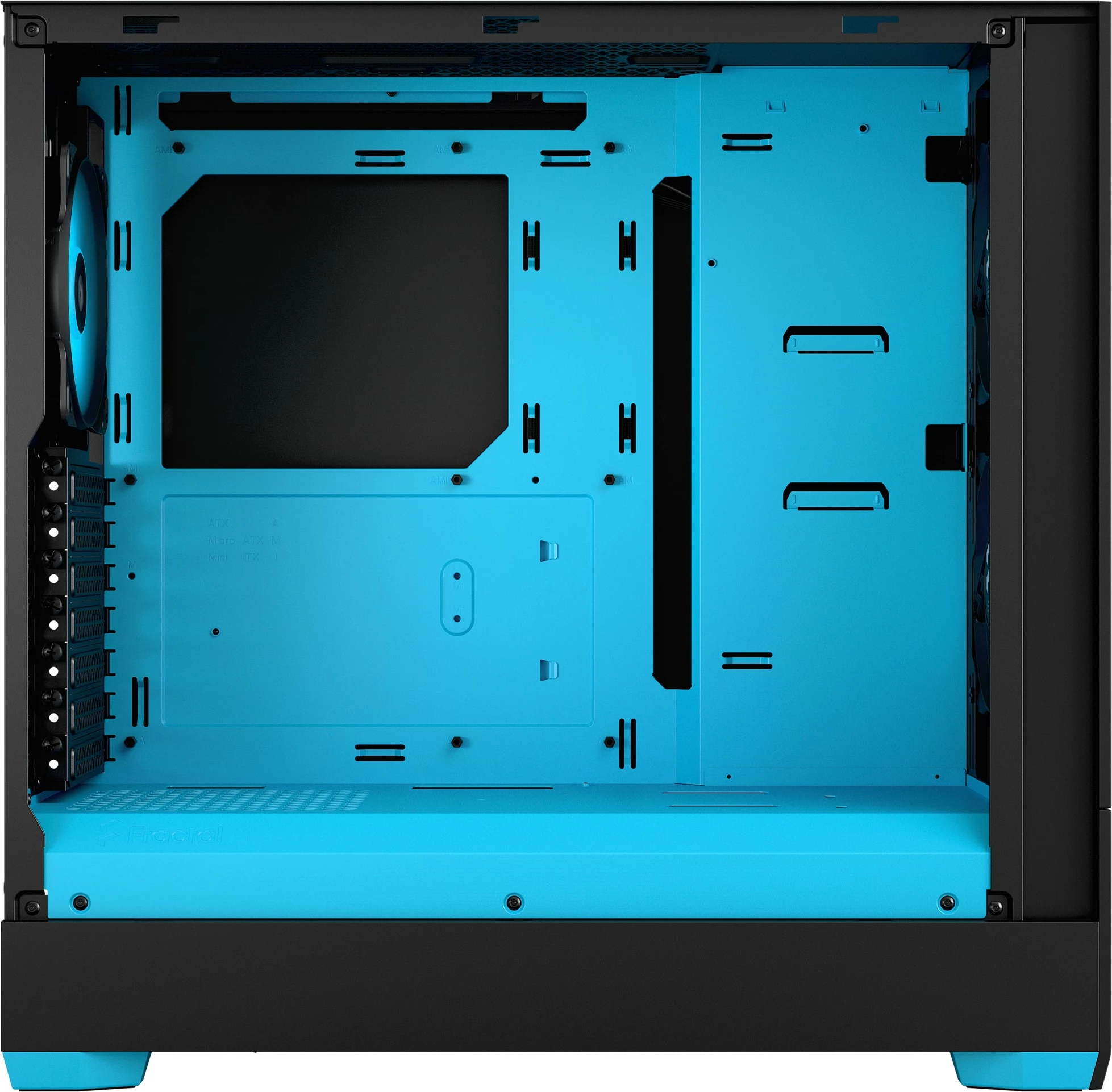 Kasë Fractal Design Pop Air RGB Cyan Core TG Clear Tint, Tower, RGB, xham i temperuar, e zezë/cyan