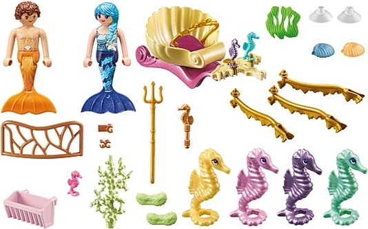 Set figurina Playmobil Princess Magic 71500, banorë nënujore me karrocë kuaj deti