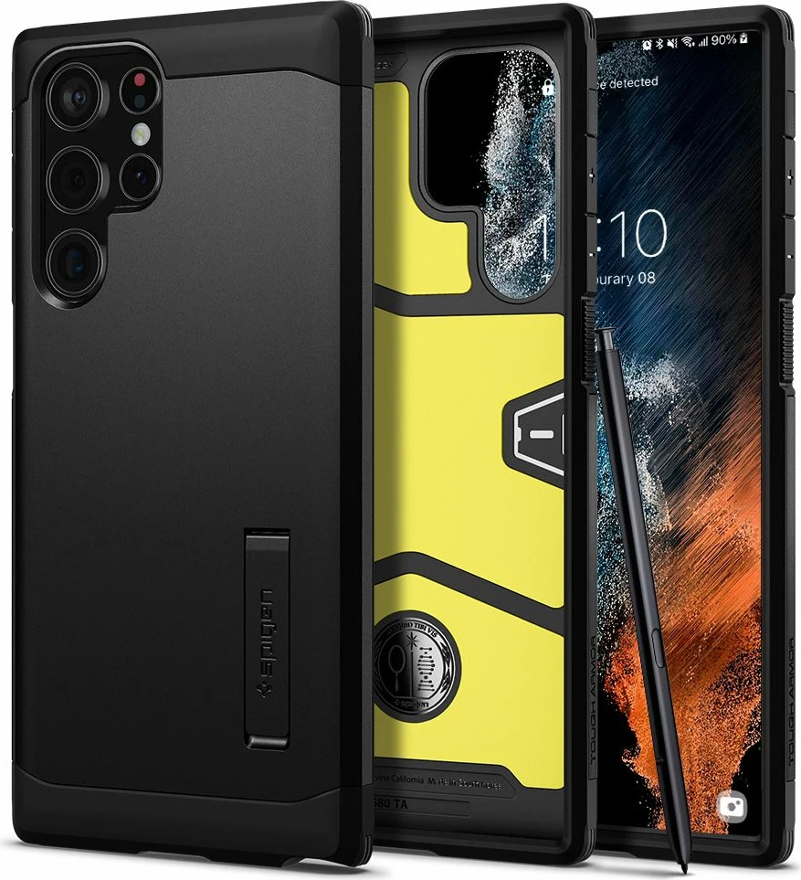 Mbështjellës Spigen Tough Armor për Samsung Galaxy S22 Ultra, i zi