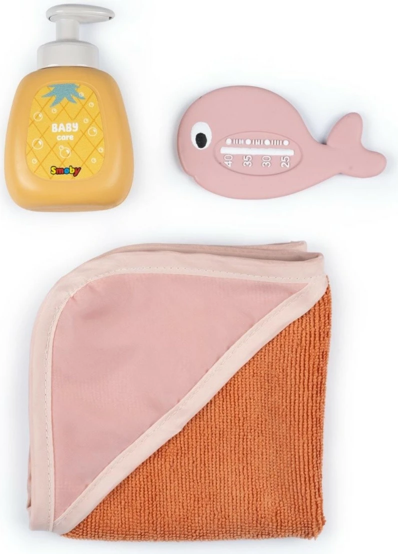 Vaskë lodër për kukulla Smoby Baby Nurse 7600220386, plastike, rozë/kafe/bardhë, me aksesorë